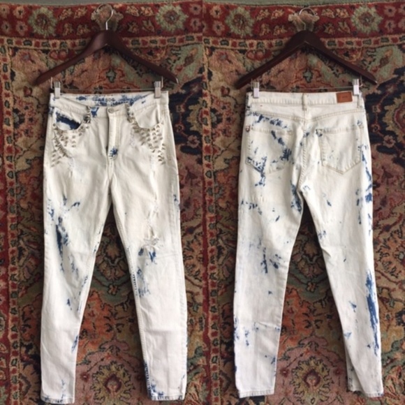 SALE BDG Spike Twig Jeans Bleached Skinny Studded - Picture 4 of 8